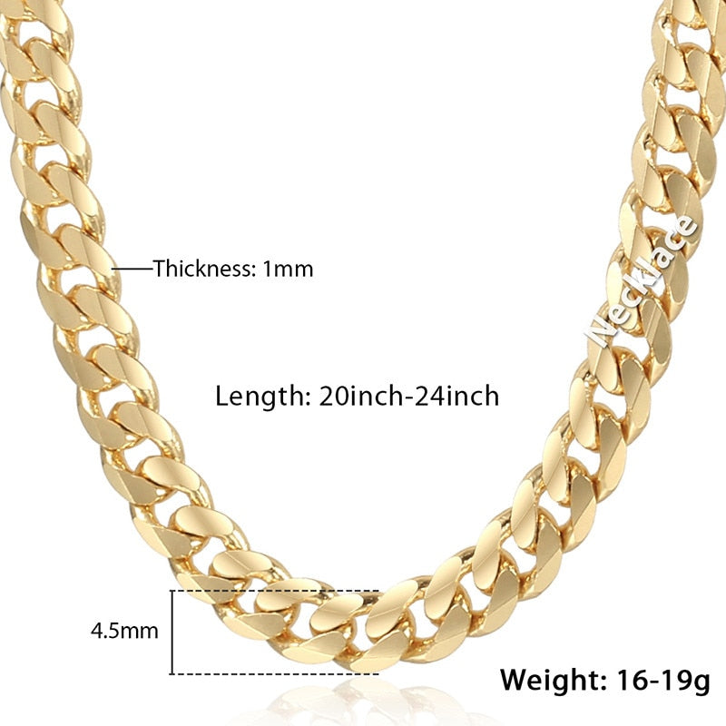 Men's Cuban Link Chain Gold Necklace