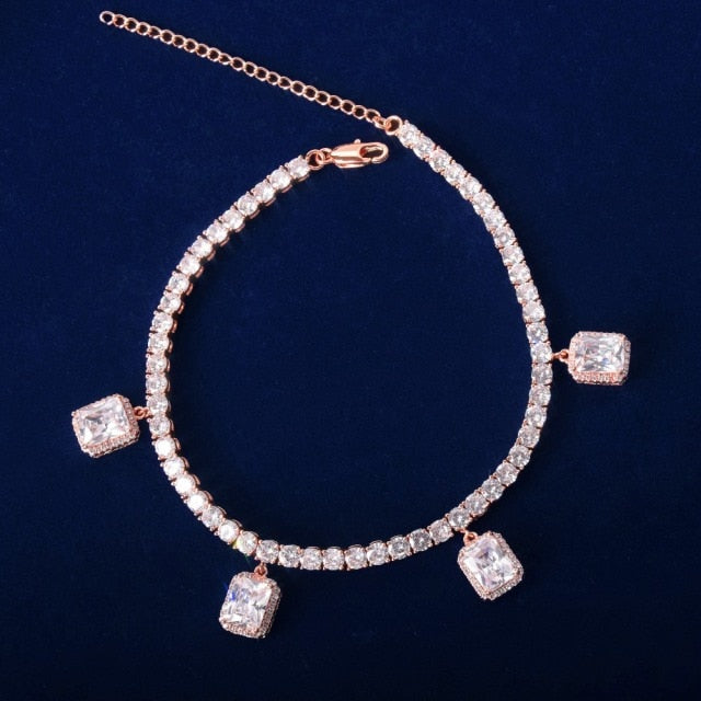 White Rhinestone Crystal Adjustable Anklet