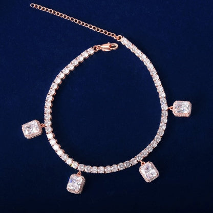 White Rhinestone Crystal Adjustable Anklet