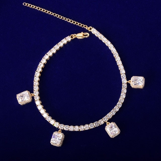 White Rhinestone Crystal Adjustable Anklet