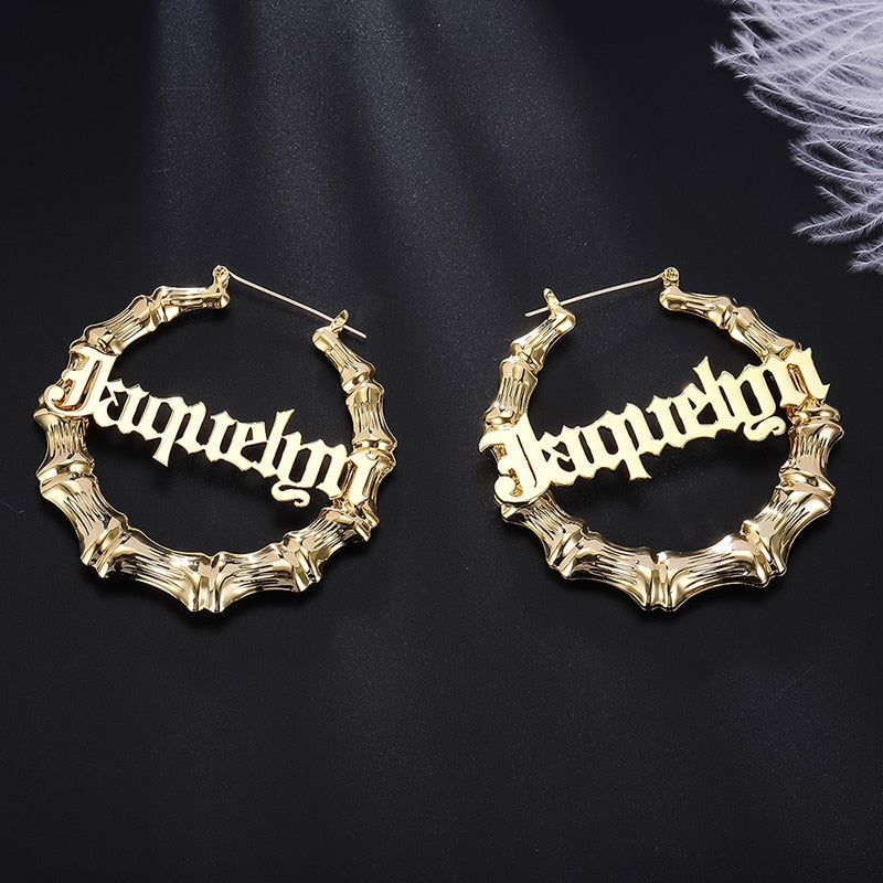 Custom Name Bamboo Hoop Earring Style ER52
