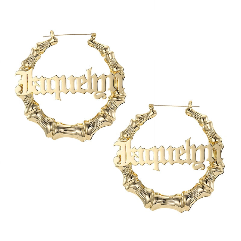 Custom Name Bamboo Hoop Earring Style ER52
