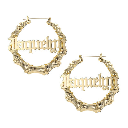 Custom Name Bamboo Hoop Earring Style ER52