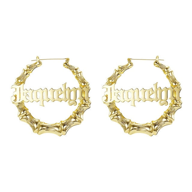 Custom Name Bamboo Hoop Earring Style ER52