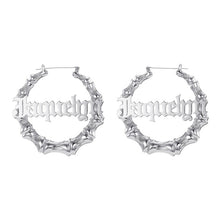Cargar imagen en el visor de la galería, Custom Name Bamboo Hoop Earring Style ER52
