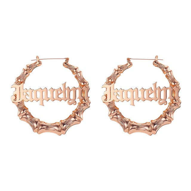 Custom Name Bamboo Hoop Earring Style ER52