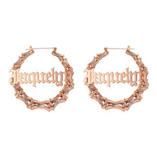 Load image into Gallery viewer, Custom Name Bamboo Hoop Earring Style ER52
