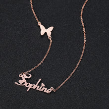 Load image into Gallery viewer, Custom Butterfly Name Necklace Style ER47
