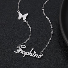 Load image into Gallery viewer, Custom Butterfly Name Necklace Style ER47
