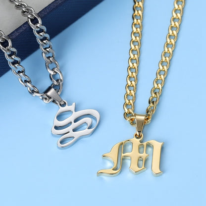 Custom Old English Letter Initial Necklace Style ER01