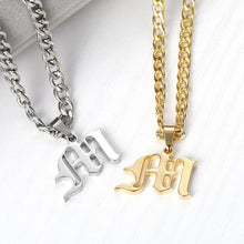 Load image into Gallery viewer, Custom Old English Letter Initial Necklace Style ER01
