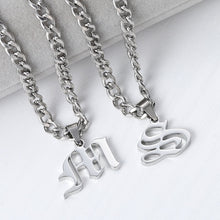 Load image into Gallery viewer, Custom Old English Letter Initial Necklace Style ER01
