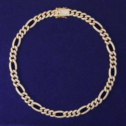 Men's Gold Zircon Copper Cuban Link Chain Necklace