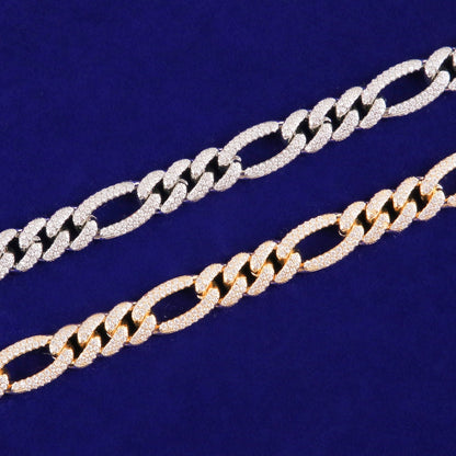 Men's Gold Zircon Copper Cuban Link Chain Necklace
